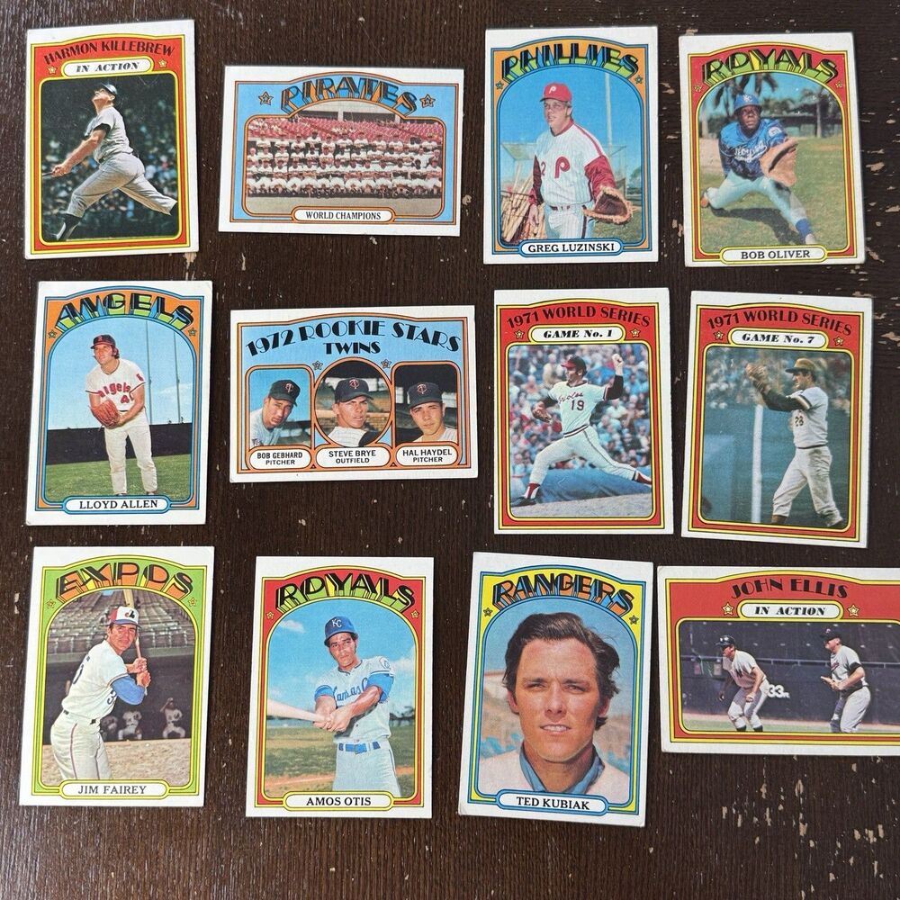 1972 Topps Baseball 12 Card Lot With Harmon Killebrew In Action #52 Pirates Team